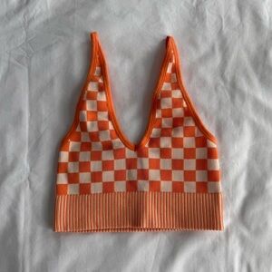 Garage Orange and White Checkered Tank Top